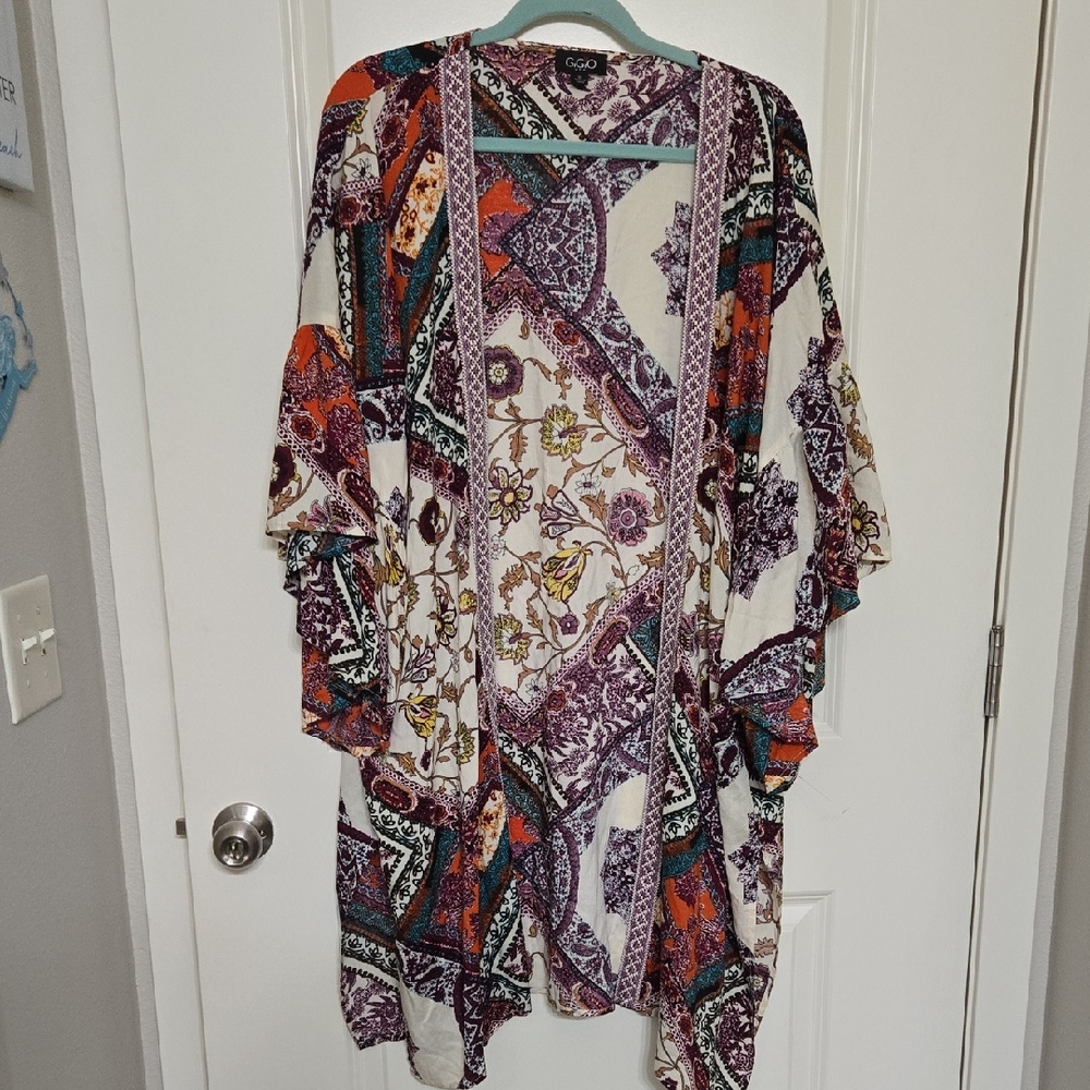 Colorful Patterned Kimono Cardigan